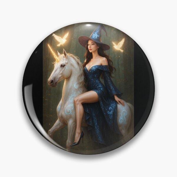 Item preview, Mystical Sorceress Riding a Unicorn in Enchanted Forest - Sorceress Fantasy Collection (2/10) designed and sold by RinWinArts.