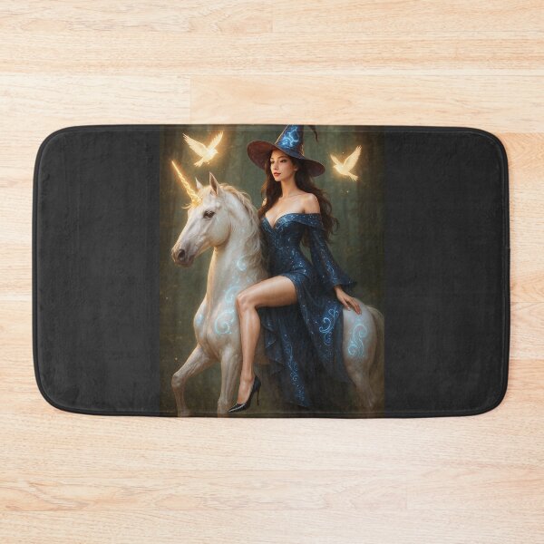 Item preview, Mystical Sorceress Riding a Unicorn in Enchanted Forest - Sorceress Fantasy Collection (2/10) designed and sold by RinWinArts.