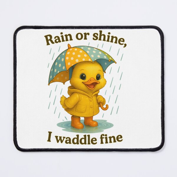 Item preview, Rain or Shine, I Waddle Fine – Cute Duckling in Raincoat and Umbrella designed and sold by AdoraClips.