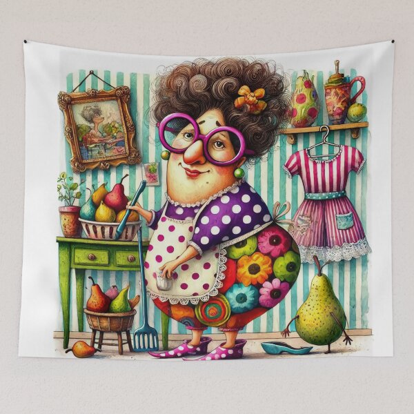 Item preview, Whimsical World of Granny's Housekeeping designed and sold by Beyond The Canvas.