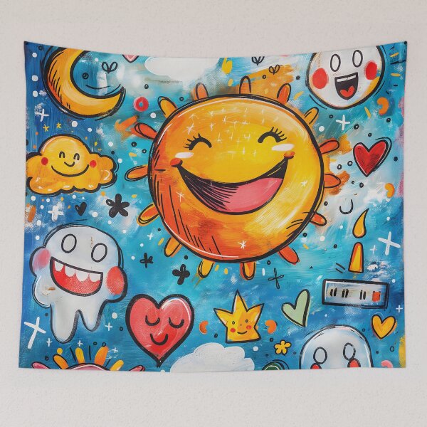Item preview, Sunny Doodle Joy | Whimsical Emoji Sunshine Digital Art 2025 designed and sold by AnnDesignStudio.