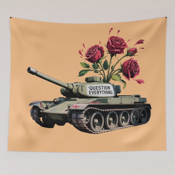 Item preview, Banksy Style Tank Roses - Question Everything designed and sold by 123ks.