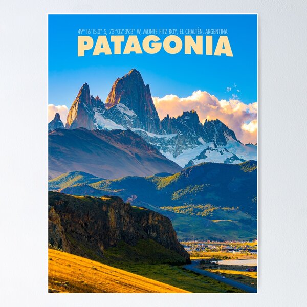 Aperçu de l'œuvre Affiche de voyage de style vintage en Patagonie créée et vendue par travelwitheric.