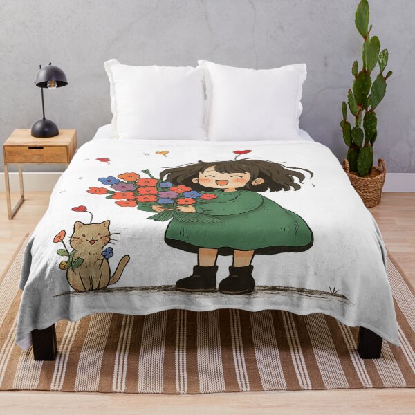Item preview, Cute Anime Girl with Flowers designed and sold by HerSteps.