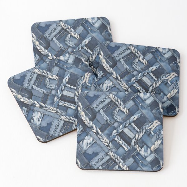 Item preview, Vintage Distressed And Braided Blue Jean Denim Patchwork designed and sold by CarrollGene.