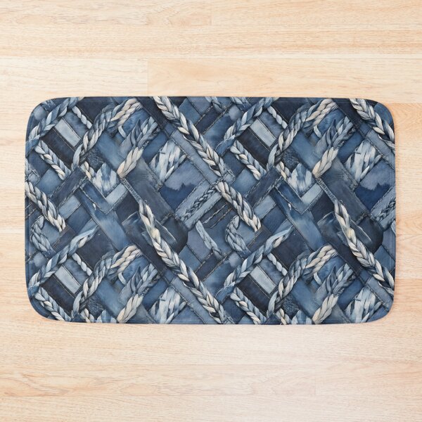 Item preview, Vintage Distressed And Braided Blue Jean Denim Patchwork designed and sold by CarrollGene.