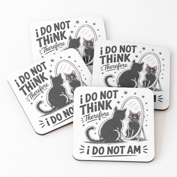 Item preview, I Do Not Think Therefore I Do Not Am - Black Cat Mirror designed and sold by BeansterNL.