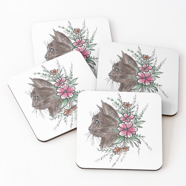 Item preview, Cat with flowers tattoo art cat flowers colorful designed and sold by JeyPiArtDesign.