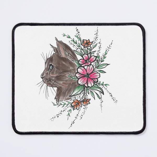 Item preview, Cat with flowers tattoo art cat flowers colorful designed and sold by JeyPiArtDesign.