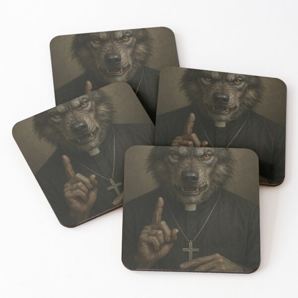 Item preview, Confessional Howl – Werewolf Priest Portrait designed and sold by Boohoo Beach.