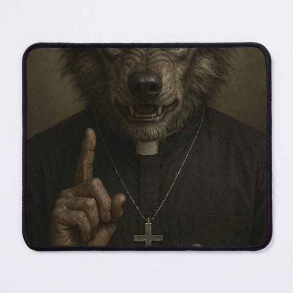Item preview, Confessional Howl – Werewolf Priest Portrait designed and sold by Boohoo Beach.