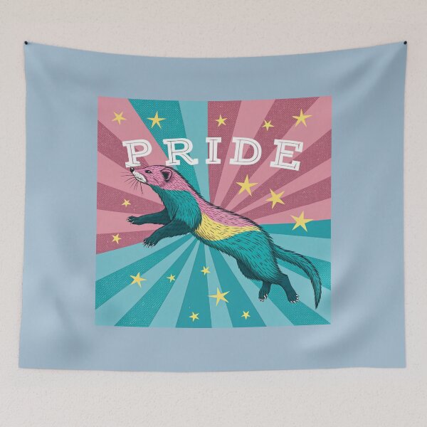Item preview, Pansexual Pride Ferret - Dynamic Mid-Leap Design designed and sold by asliberry.