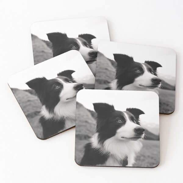 Item preview, Monochrome Black And White Border Collie Dog Portrait designed and sold by TheAnimalZ00.