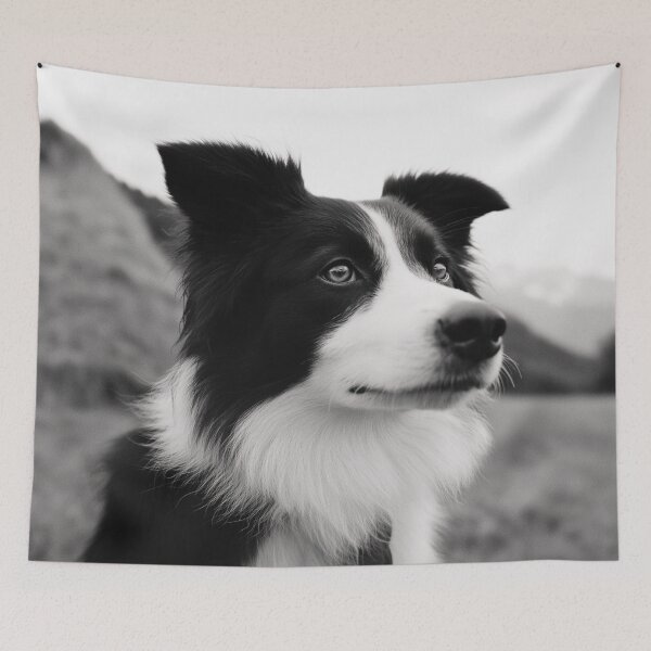 Item preview, Monochrome Black And White Border Collie Dog Portrait designed and sold by TheAnimalZ00.