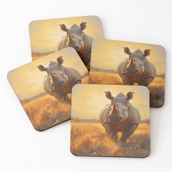 Item preview, Horned Majesty: Rhino in Golden Light designed and sold by DrawnThreads.