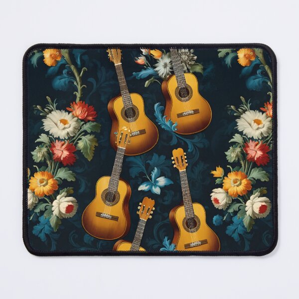 Item preview, Floral Strings: Classical Acoustic Guitars With Vintage Florals On A Moody Dark Backgound designed and sold by CarrollGene.