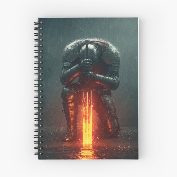 Item preview, Kneeling Warrior with Flaming Sword in the Rain	 designed and sold by -DEEWOLF-.
