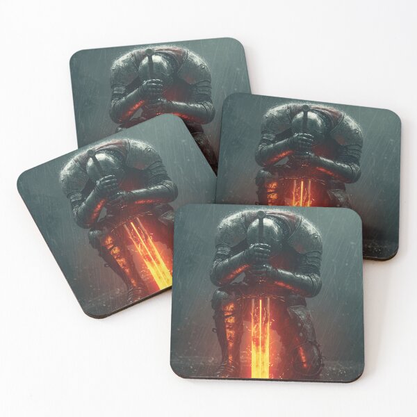 Item preview, Kneeling Warrior with Flaming Sword in the Rain	 designed and sold by -DEEWOLF-.