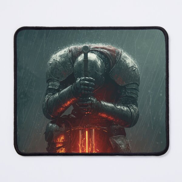 Item preview, Kneeling Warrior with Flaming Sword in the Rain designed and sold by -DEEWOLF-.