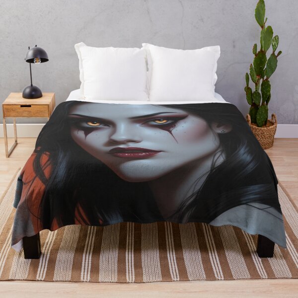 Aperçu de l'œuvre Portrait saisissant avec des cheveux noirs flottants créée et vendue par SuperNerdStore.