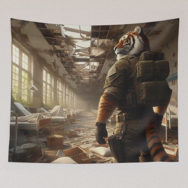 Item preview, Tiger Explores the Abandoned Medical Facility designed and sold by nikkolaus.