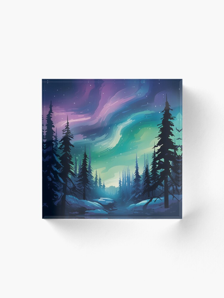 Thumbnail 1 von 5, Acrylblock, Aurora Borealis Symphony designt und verkauft von DrawnThreads.