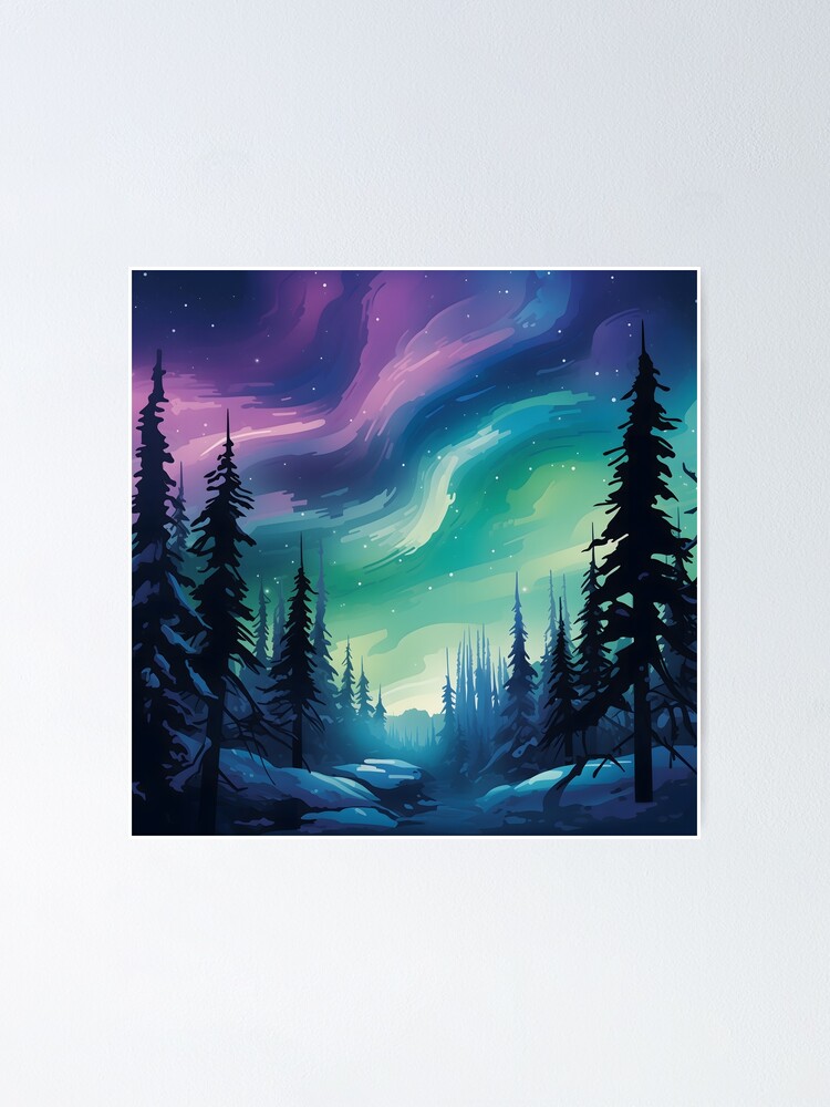 Imagen 1 de 3, Póster con la obra Aurora Borealis Symphony, diseñada y vendida por DrawnThreads.