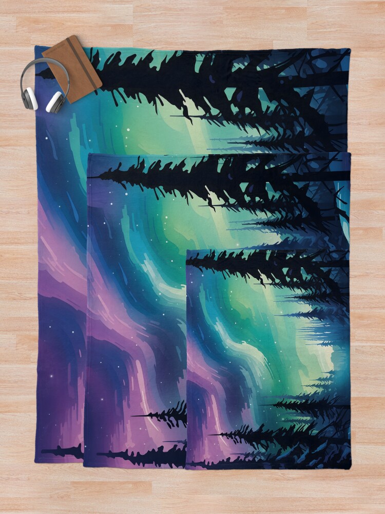 Thumbnail 5 von 6, Fleecedecke, Aurora Borealis Symphony designt und verkauft von DrawnThreads.