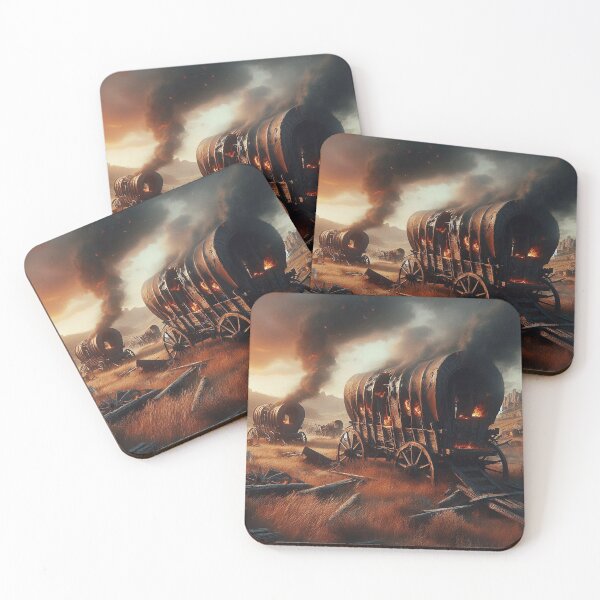 Item preview, Wagons Burn on the Indian Plains of the Wild West designed and sold by nikkolaus.