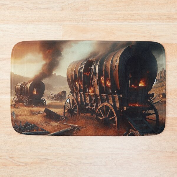Item preview, Wagons Burn on the Indian Plains of the Wild West designed and sold by nikkolaus.