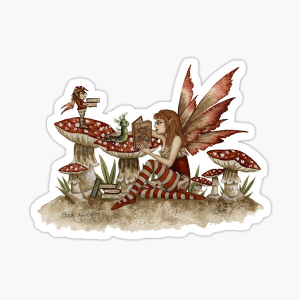 Book Worm Fairy Sticker