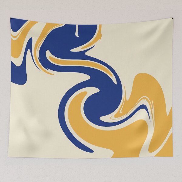 Item preview, Navy Blue and Goldenrod Swirls on Cream designed and sold by Owcomm.