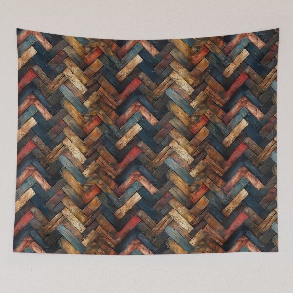Item preview, Rustic Herringbone Pattern of Weathered Wood Planks designed and sold by NTGUILTY.