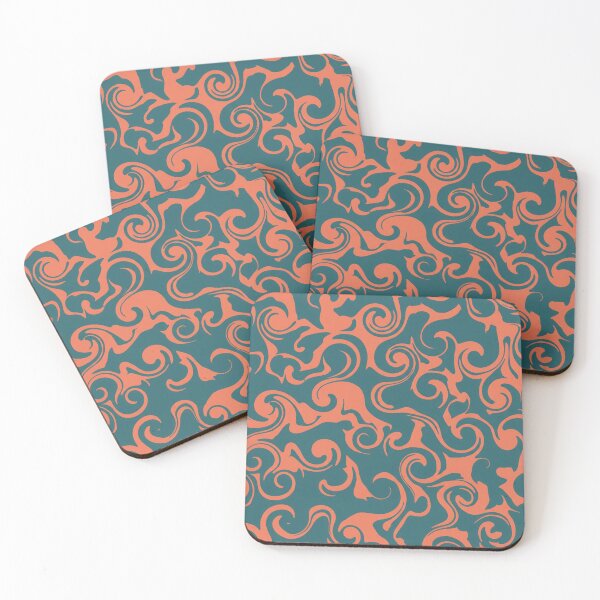 Item preview, Teal and Coral Swirl Pattern designed and sold by Owcomm.