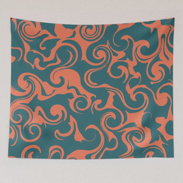 Item preview, Teal and Coral Swirl Pattern designed and sold by Owcomm.