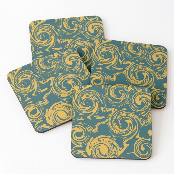 Item preview, Deep Teal and Goldenrod Swirl Pattern designed and sold by Owcomm.
