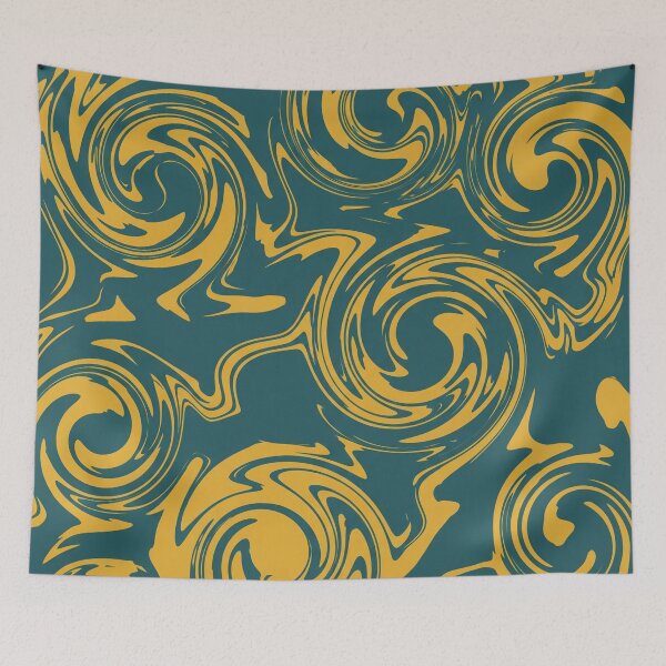 Item preview, Deep Teal and Goldenrod Swirl Pattern designed and sold by Owcomm.