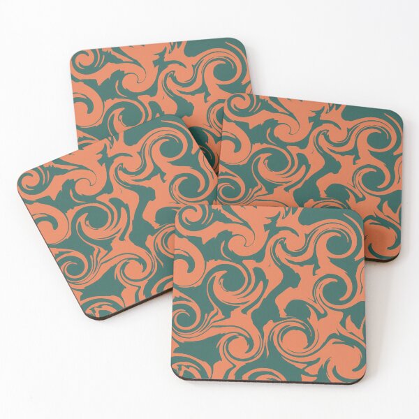 Item preview, Deep Teal and Orange Swirl Pattern designed and sold by Owcomm.