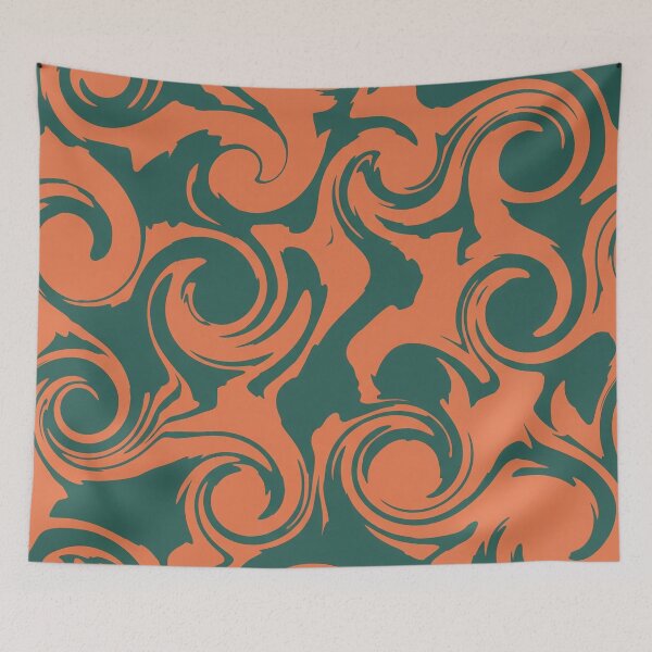 Item preview, Deep Teal and Orange Swirl Pattern designed and sold by Owcomm.