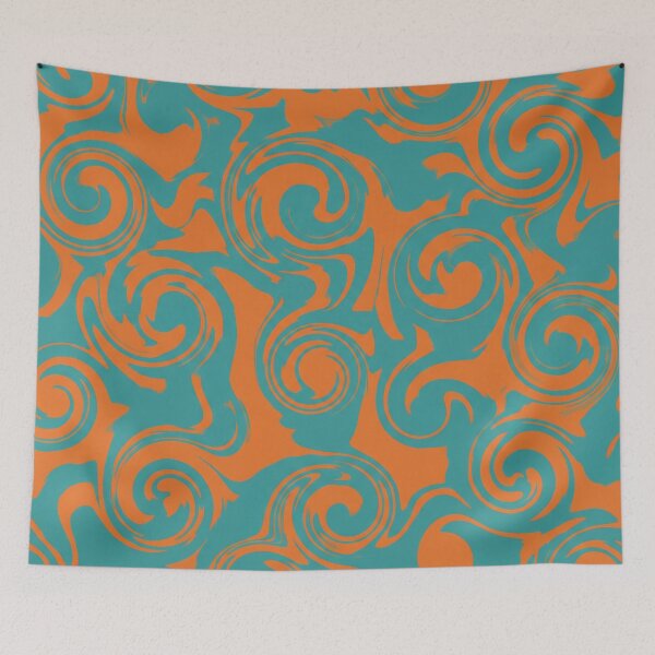 Item preview, Deep Teal and Orange Swirl Pattern designed and sold by Owcomm.