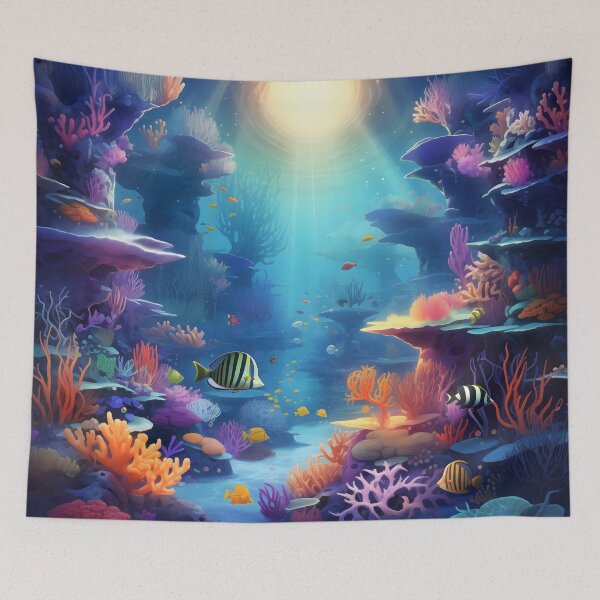 Item preview, Beneath the Azure Waves: A Submerged Dreamscape designed and sold by DrawnThreads.
