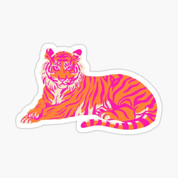 Artikel-Vorschau von Rosa und orangefarbener Tiger, designt und verkauft von jagaskin25.