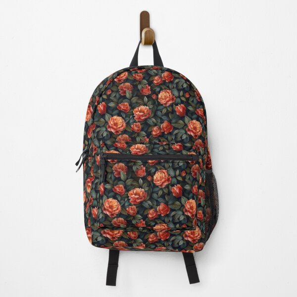 Item preview, Luxurious Dark Floral Pattern with Red-Orange Roses designed and sold by NTGUILTY.