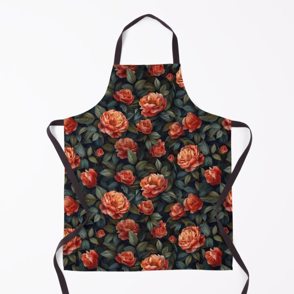Item preview, Luxurious Dark Floral Pattern with Red-Orange Roses designed and sold by NTGUILTY.