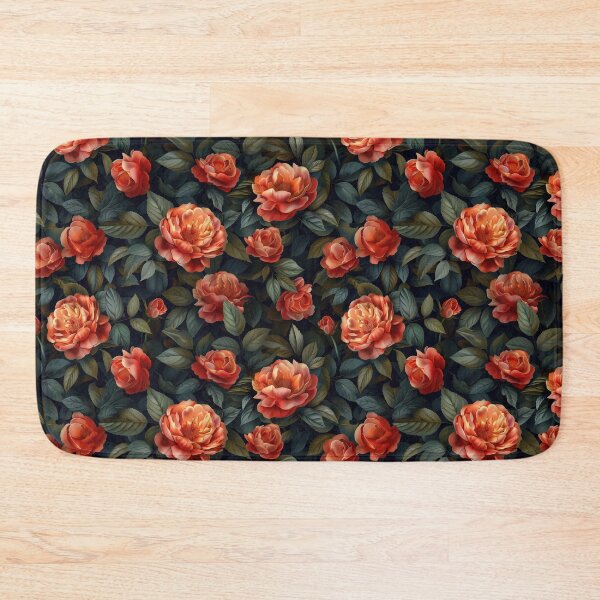 Item preview, Luxurious Dark Floral Pattern with Red-Orange Roses designed and sold by NTGUILTY.