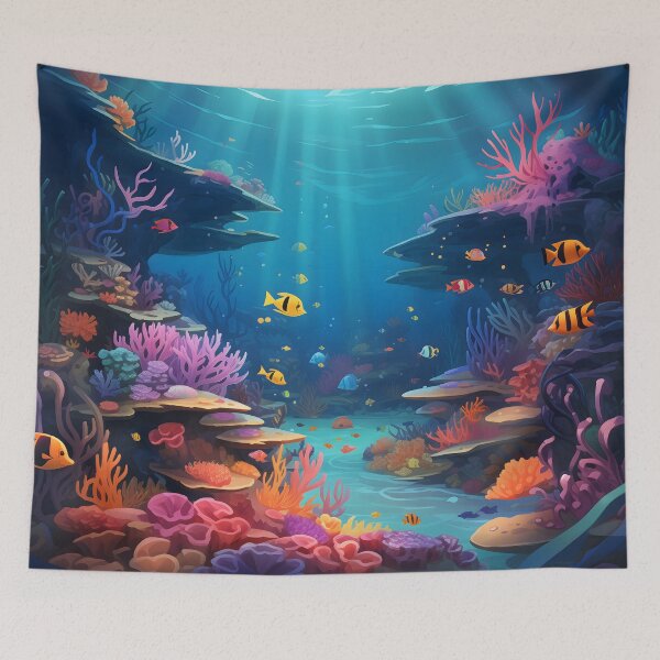 Artikelvorschau, Aqua Ballet: Experiencing the Enchantment of Vibrant Coral Reefs entworfen und verkauft von DrawnThreads.