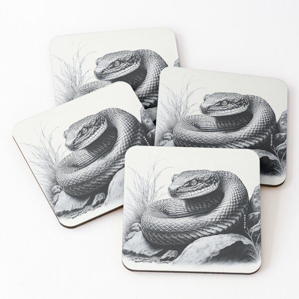 Item preview, Diamondback Rattlesnake in Charcoal Stillness - dePace' designed and sold by mrpropcake.
