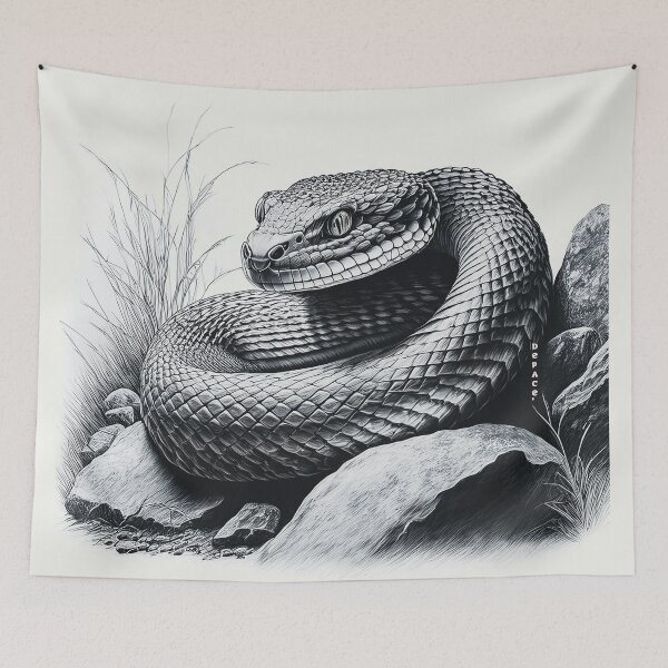 Item preview, Diamondback Rattlesnake in Charcoal Stillness - dePace' designed and sold by mrpropcake.
