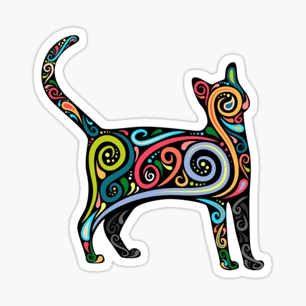Colorful Calico Cat Print Sticker