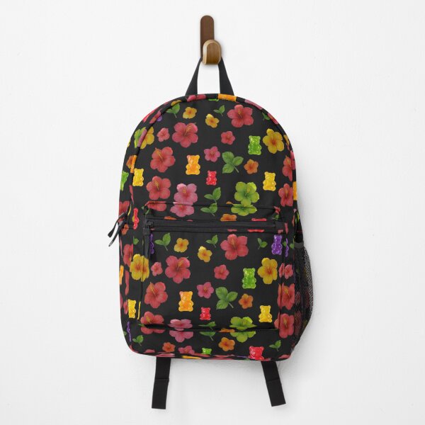 Item preview, Cute gummy bears and little flowers on a black background designed and sold by HandmadeMood.